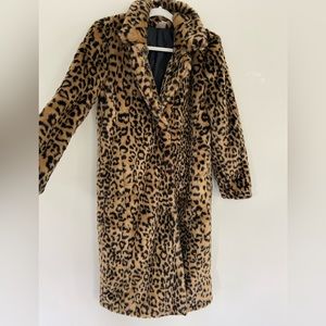 Forever 21 Cheetah fur coat knee length size M